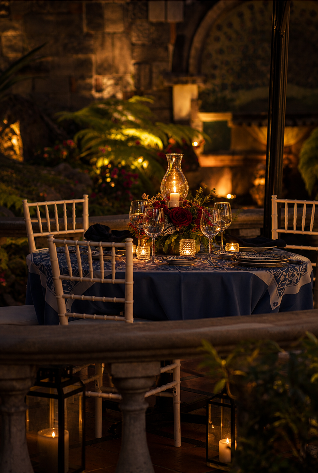 Ambiente nocturno de la Antigua Hacienda de Tlalpan